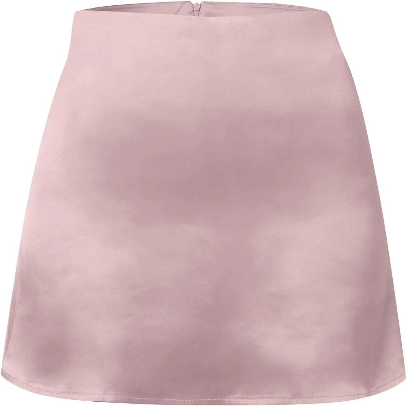 Women's Satin Mini Skirts High Waisted Silk Skirts Trendy A-Line Zipper Solid Color Short Skirt Casual
