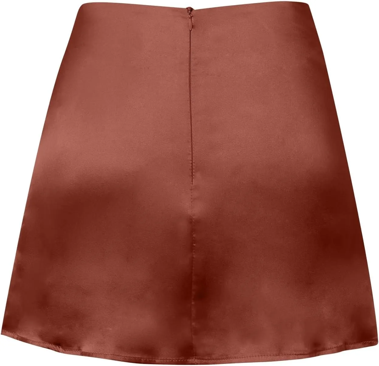 Women's Satin Mini Skirts High Waisted Silk Skirts Trendy A-Line Zipper Solid Color Short Skirt Casual