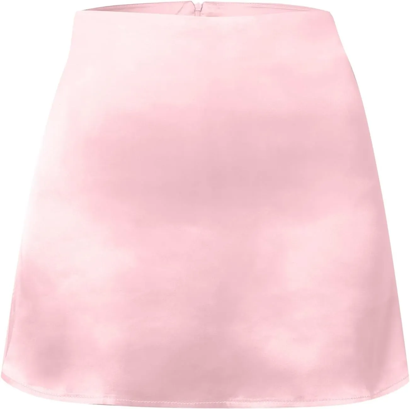Women's Satin Mini Skirts High Waisted Silk Skirts Trendy A-Line Zipper Solid Color Short Skirt Casual