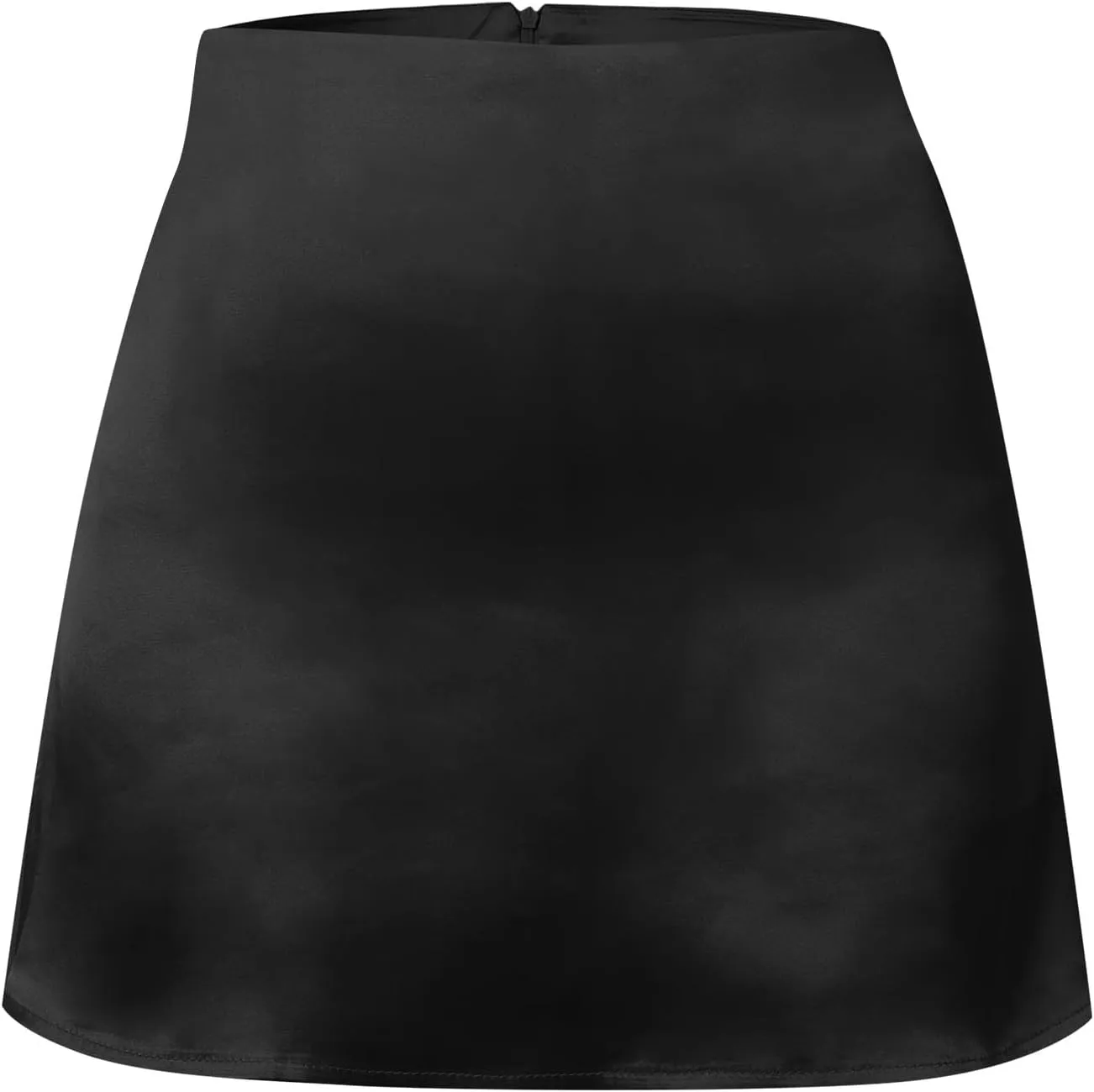 Women's Satin Mini Skirts High Waisted Silk Skirts Trendy A-Line Zipper Solid Color Short Skirt Casual
