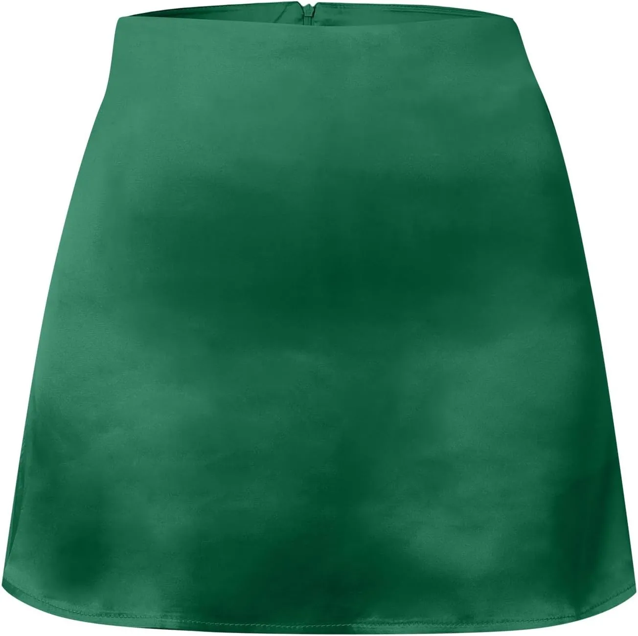 Women's Satin Mini Skirts High Waisted Silk Skirts Trendy A-Line Zipper Solid Color Short Skirt Casual