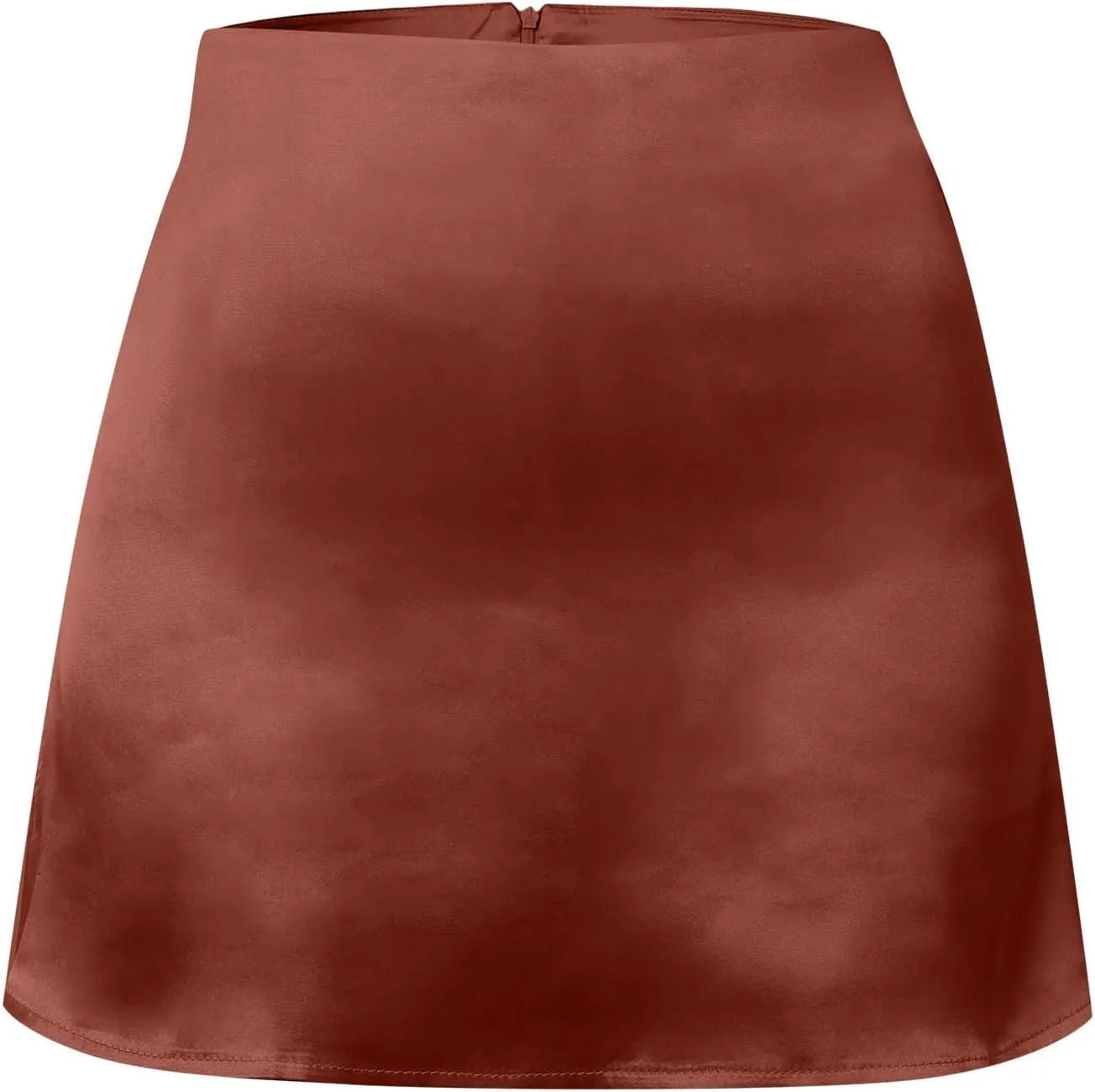 Women's Satin Mini Skirts High Waisted Silk Skirts Trendy A-Line Zipper Solid Color Short Skirt Casual