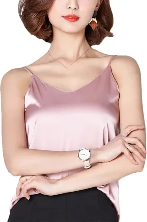 Women's Satin Silk Camisole  Sexy Spaghetti Strap Tank Top Sleeveless Summer Blouse Vest
