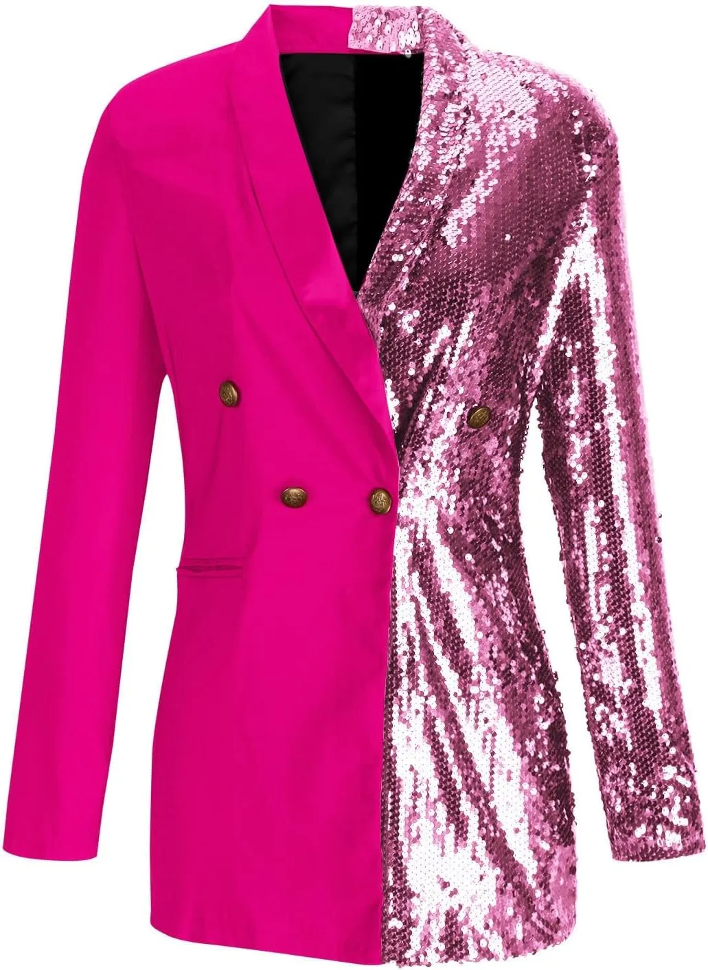 Womens Sequin Blazer Dresses Sparkle Double Breasted Formal Suit Outfits Long Sleeve Lapel Collar Party Outerwear
