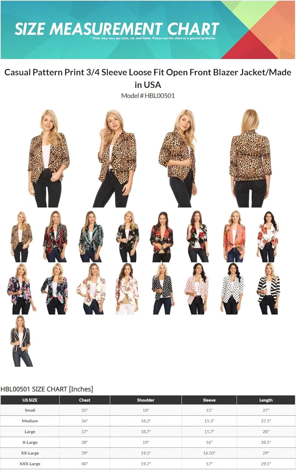 Women's Solid Casual Draped Open Front 3/4 Sleeve Outerwear Blazer Jacket/Made in USA