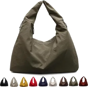 Women's Solid Color Textured Draped Tote Bag, Canvas Large Capacity Fashion Versatile Shoulder Bag for Shopping with Travel