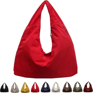 Women's Solid Color Textured Draped Tote Bag, Canvas Large Capacity Fashion Versatile Shoulder Bag for Shopping with Travel