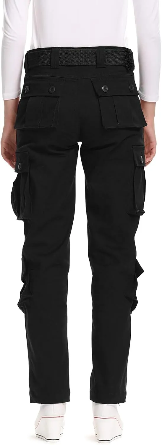 Womens Stretch Casual Cargo Work Pants Camo Combat Tactical Travel Pants with 8 Pockets