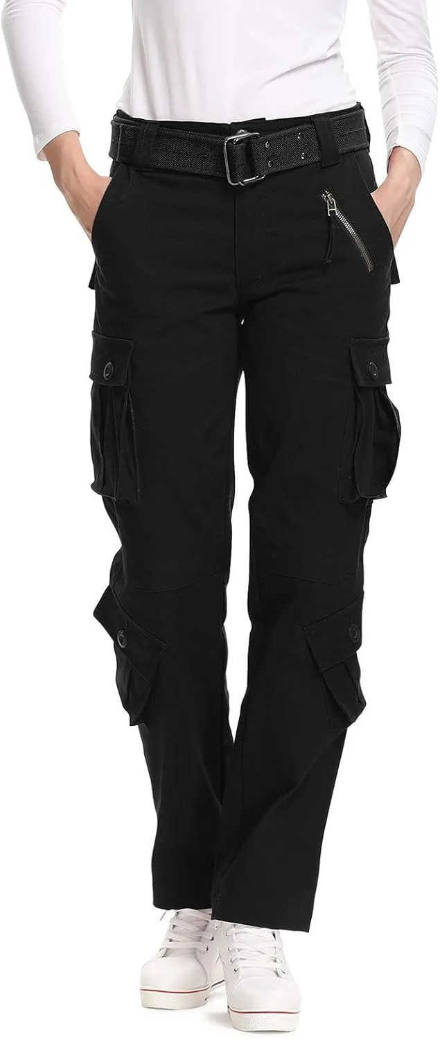 Womens Stretch Casual Cargo Work Pants Camo Combat Tactical Travel Pants with 8 Pockets