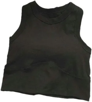 Women's Tops Solid Color Short Sleeveless Tight Camisole with Breast Pads Basic Underwear Padded Bra Tops Sports Style