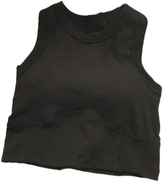Women's Tops Solid Color Short Sleeveless Tight Camisole with Breast Pads Basic Underwear Padded Bra Tops Sports Style