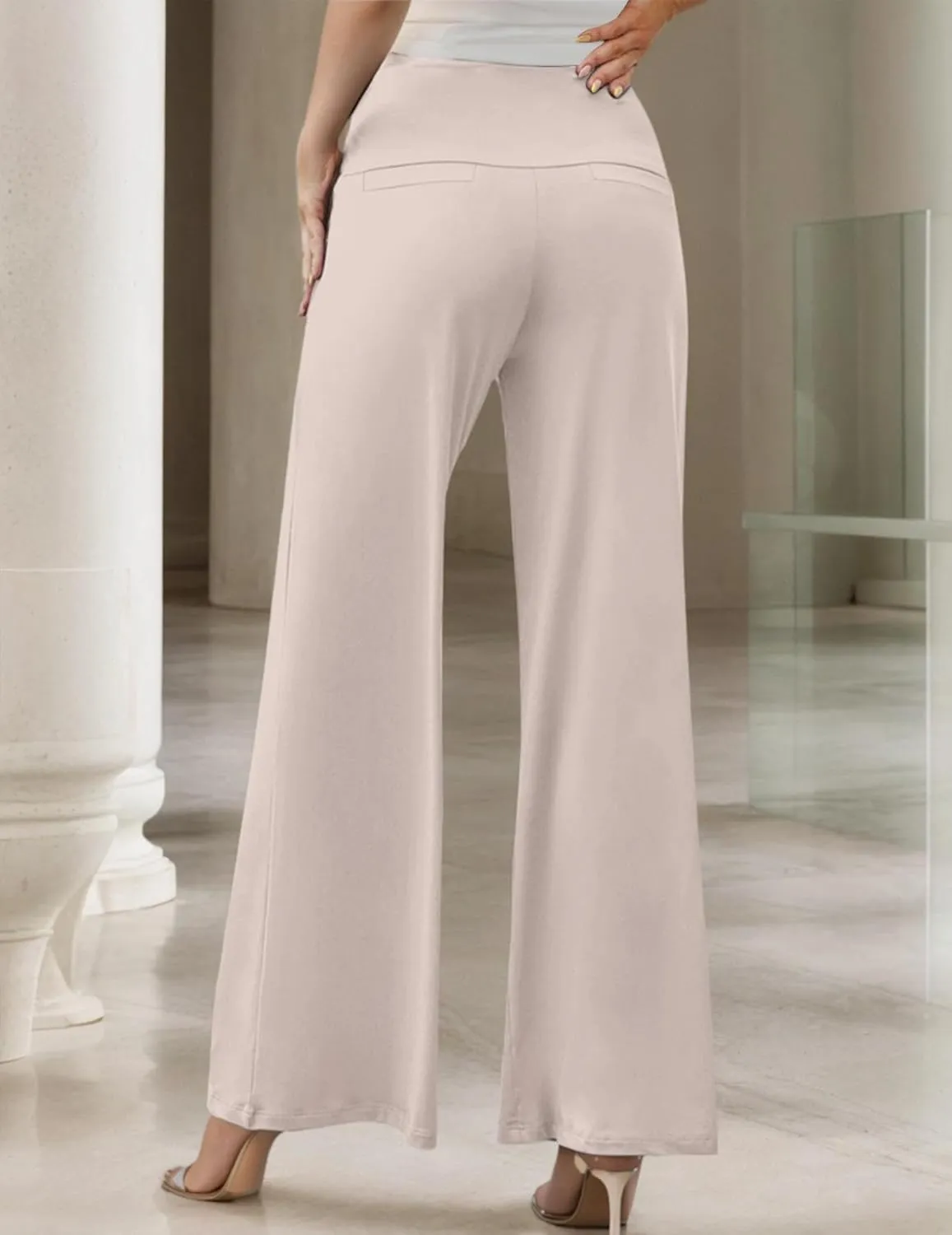 Womens Wide Leg High Waist Palazzo Pants for Women Casual Soft Lounge Pants Loose Comfy Trousers