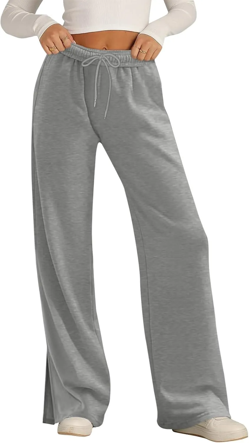 Women's Wide Leg Sweatpants Baggy Loose Sweat Pants Trendy Drawstring High Waisted Joggers Casual Trousers Pants