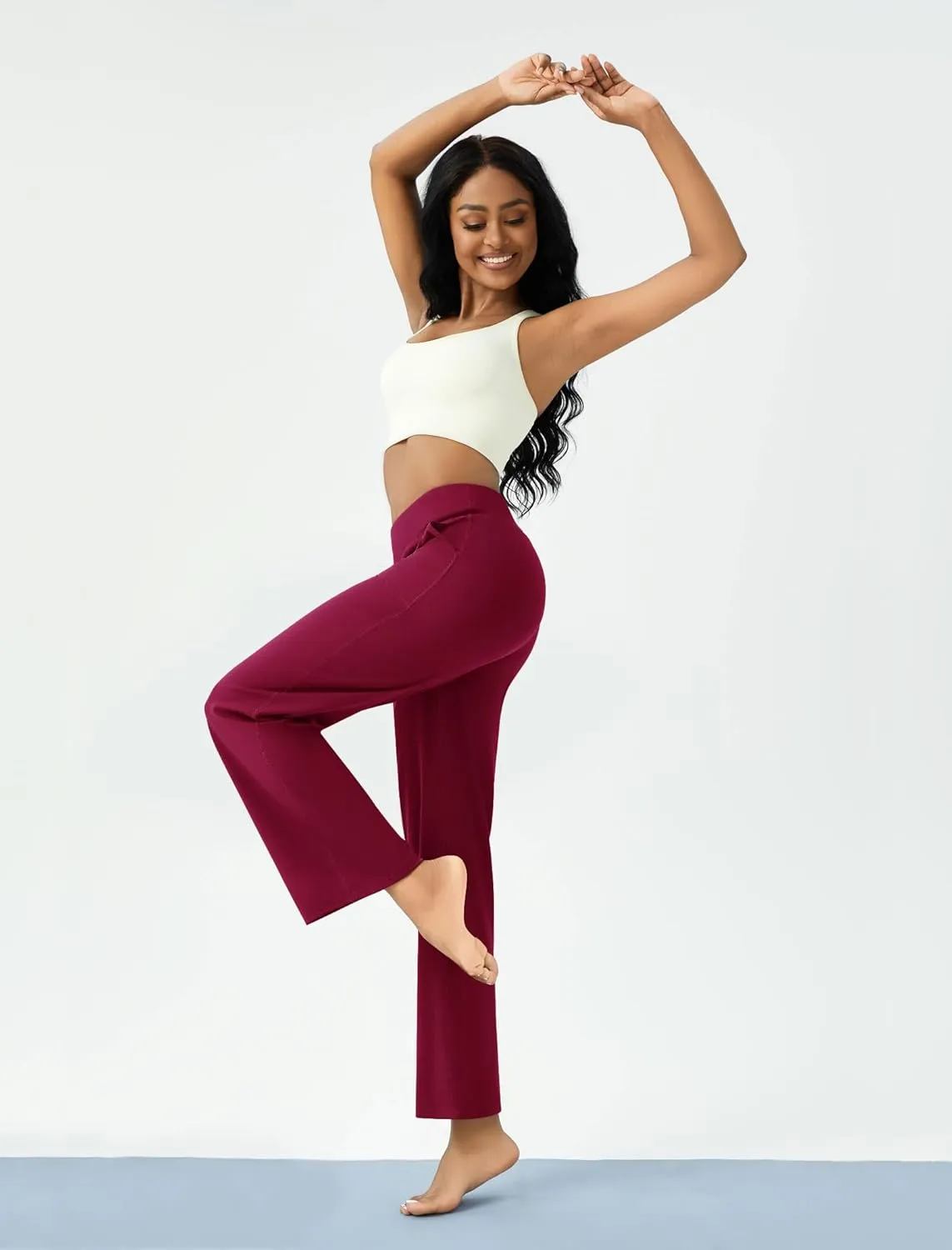 Womens Wide Leg Yoga Pants Casual Work Dress Pants Lounge Sweatpants High Waist Comfy Loose Trousers with Pockets