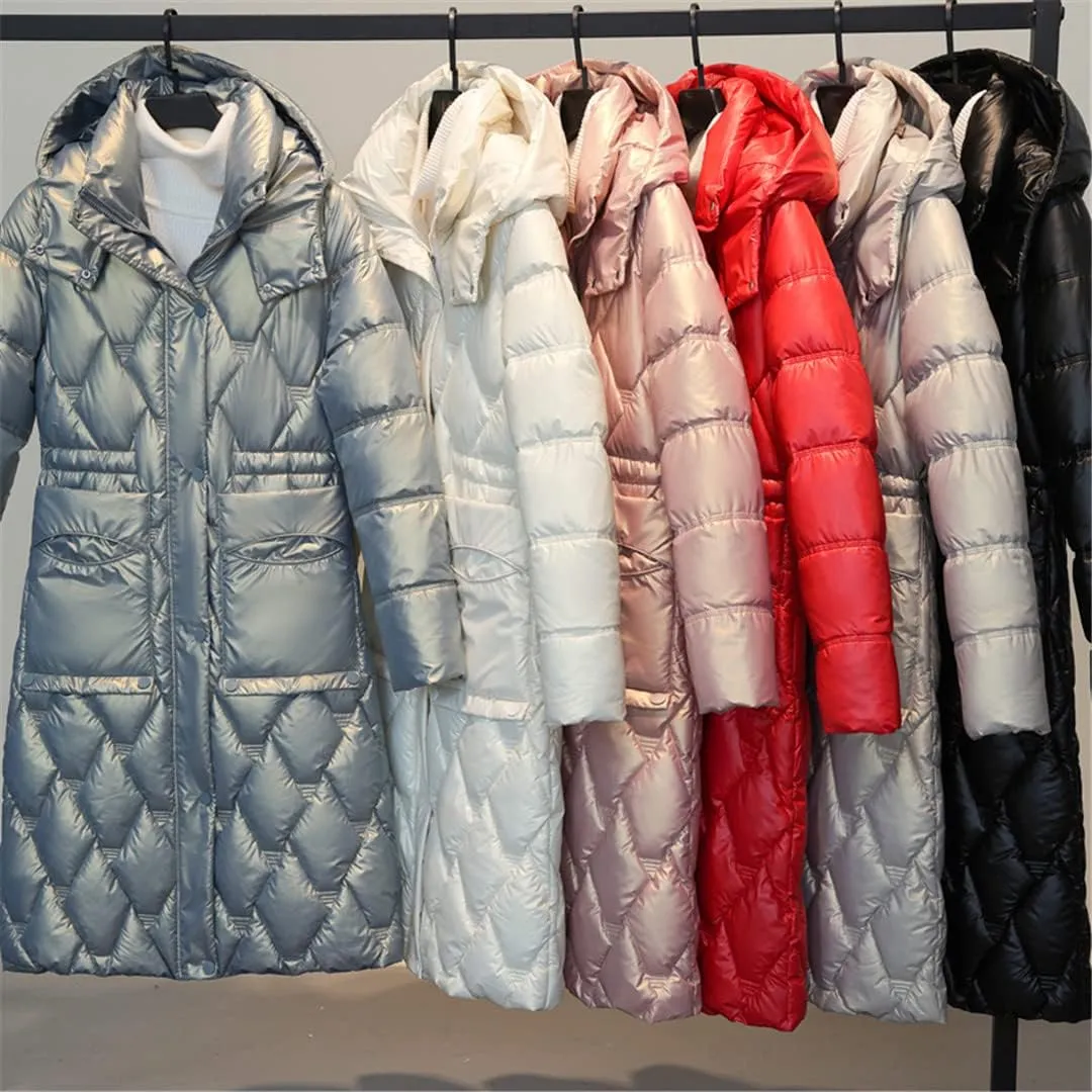 Women's Winter Hooded Jackets Casual Long Parkas Women Cotton Padded Coat With Pockets Solid Color Warm Outerwear
