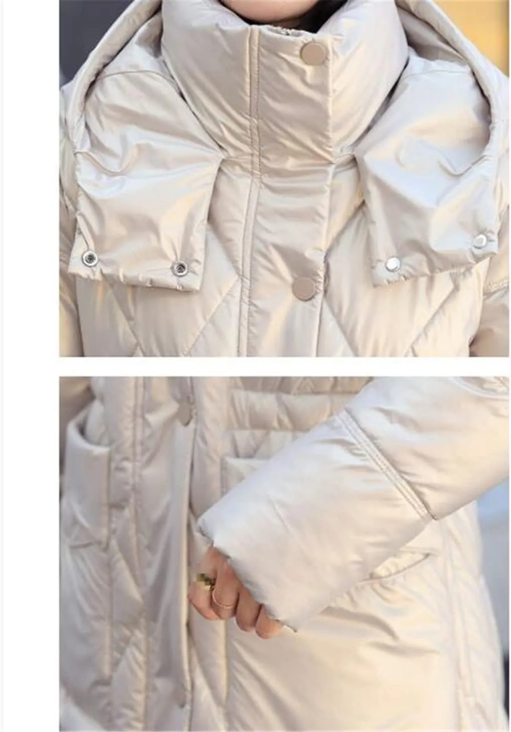 Women's Winter Hooded Jackets Casual Long Parkas Women Cotton Padded Coat With Pockets Solid Color Warm Outerwear