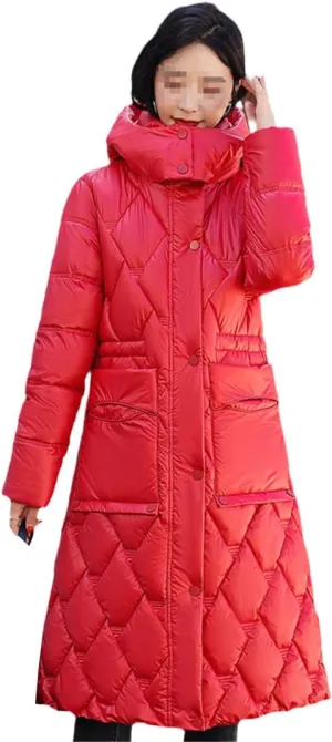 Women's Winter Hooded Jackets Casual Long Parkas Women Cotton Padded Coat With Pockets Solid Color Warm Outerwear