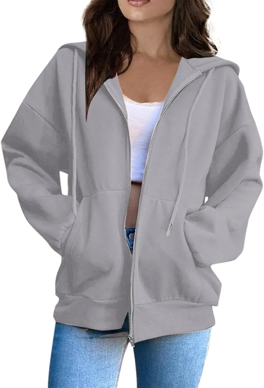 Womens Zip Up Hoodies 2024 Causal Lightweight Hooded Sweatshirt Long Sleeve Jackets Fall Outfits With Pockets
