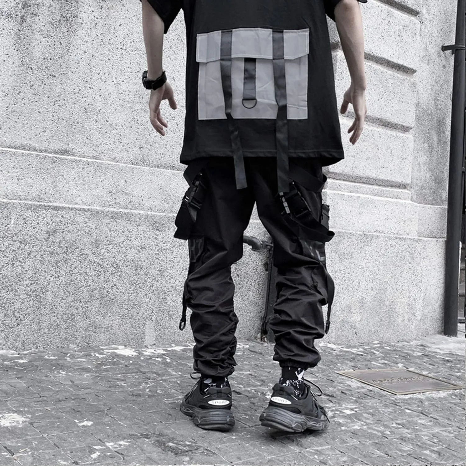 XYXIONGMAO Men's Techwear Clothing Hip Hop Pants Black Streetwear Gothic Sweatpants Tactical Cargo Pants for Men