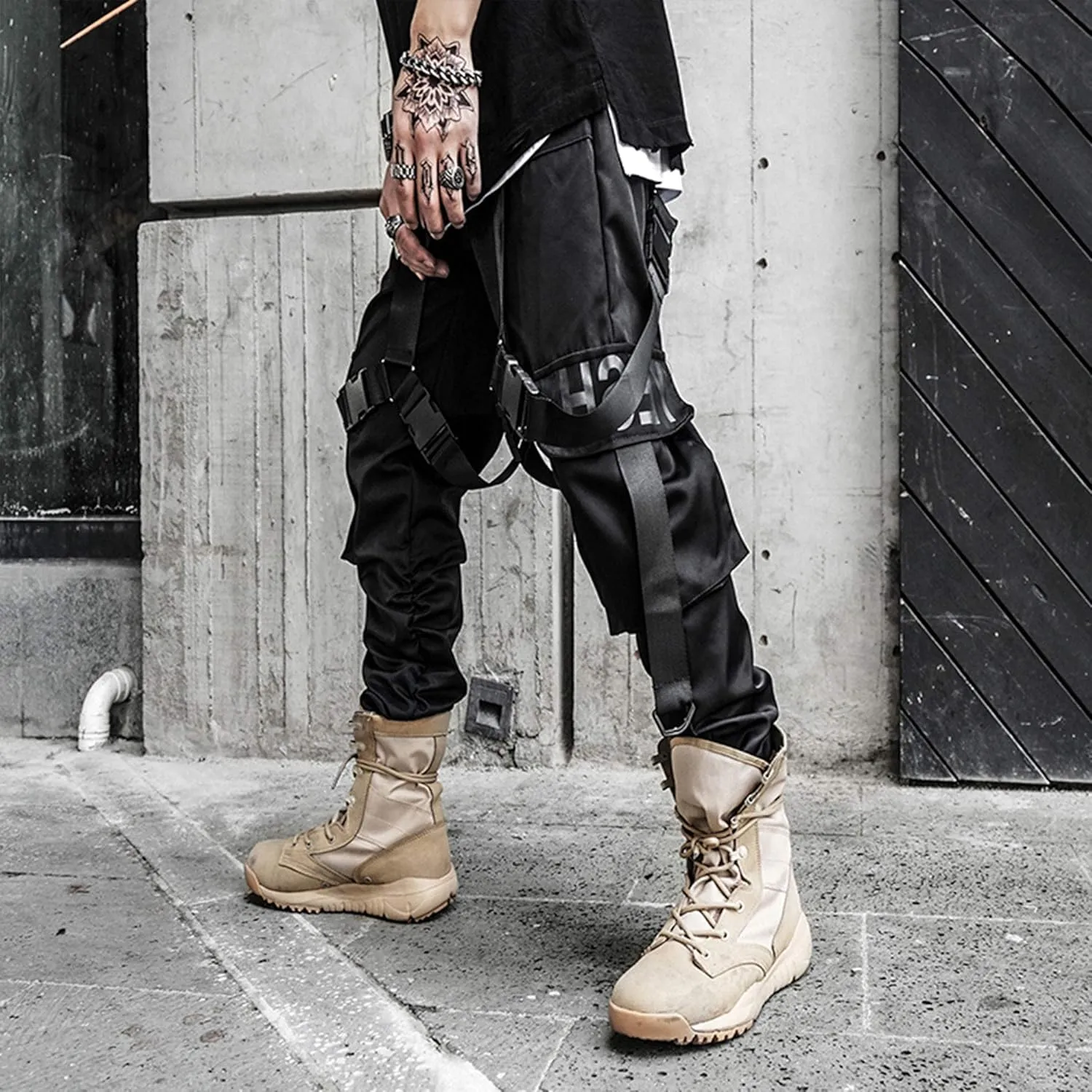 XYXIONGMAO Men's Techwear Clothing Hip Hop Pants Black Streetwear Gothic Sweatpants Tactical Cargo Pants for Men