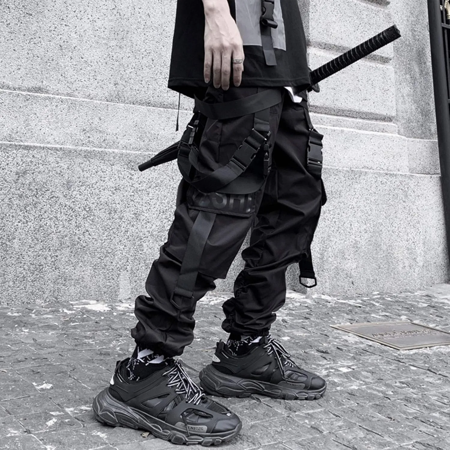 XYXIONGMAO Men's Techwear Clothing Hip Hop Pants Black Streetwear Gothic Sweatpants Tactical Cargo Pants for Men