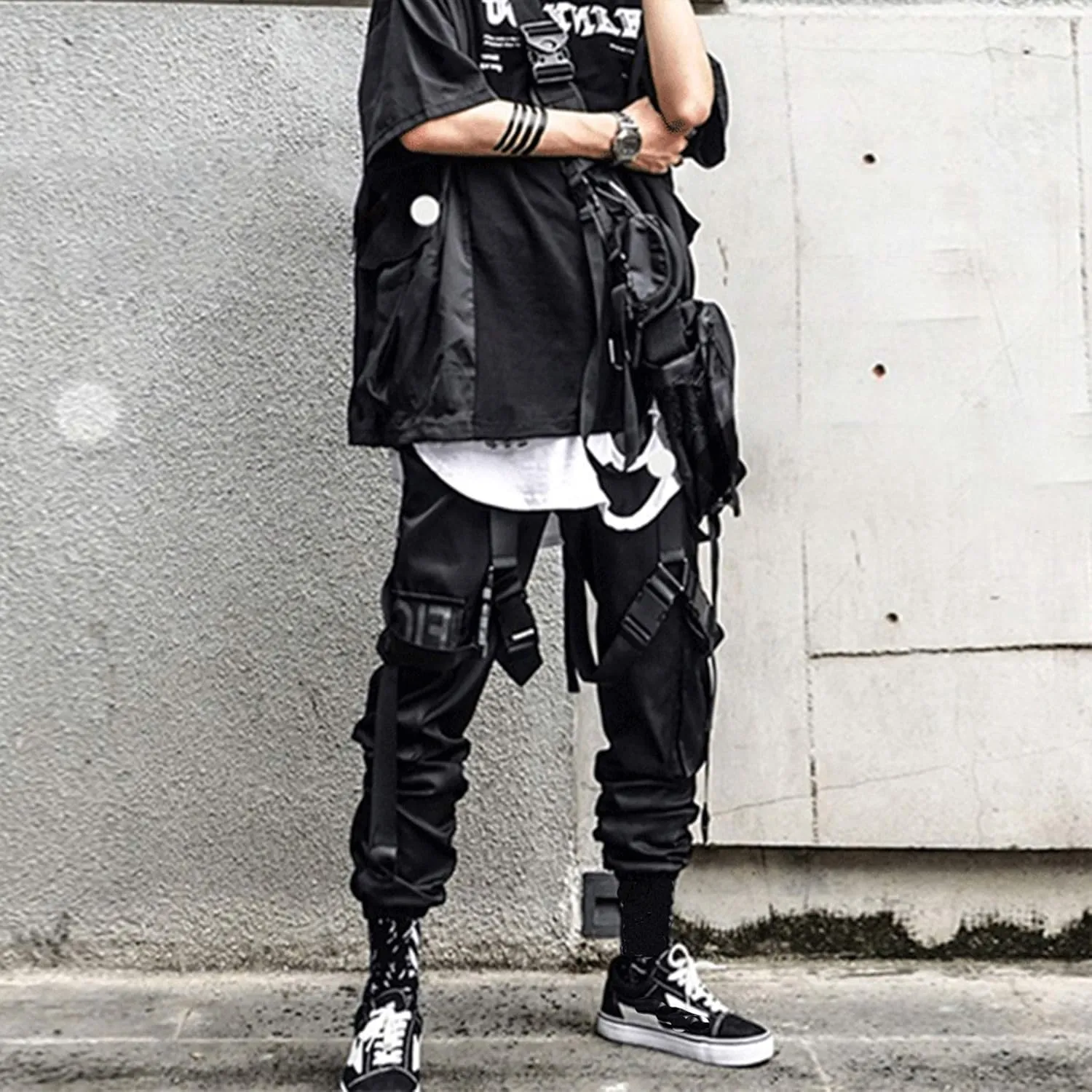 XYXIONGMAO Men's Techwear Clothing Hip Hop Pants Black Streetwear Gothic Sweatpants Tactical Cargo Pants for Men