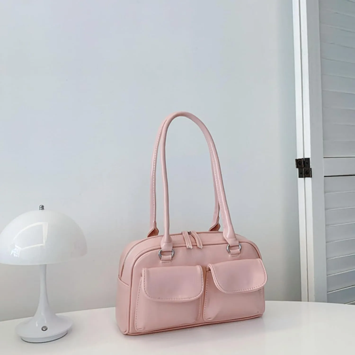 Y2K Shoulder Purses for Women Trendy - PU Leather Retro Boston Handbag, Lightweight and Versatile for Work and Travel