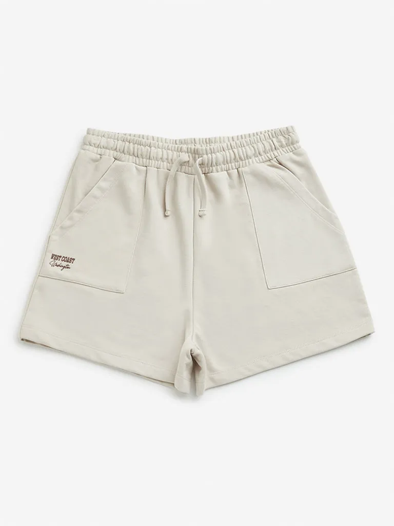 Y&F Kids Beige Mid Rise Cotton Shorts
