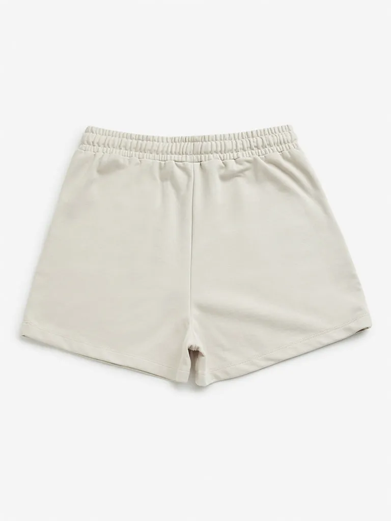 Y&F Kids Beige Mid Rise Cotton Shorts