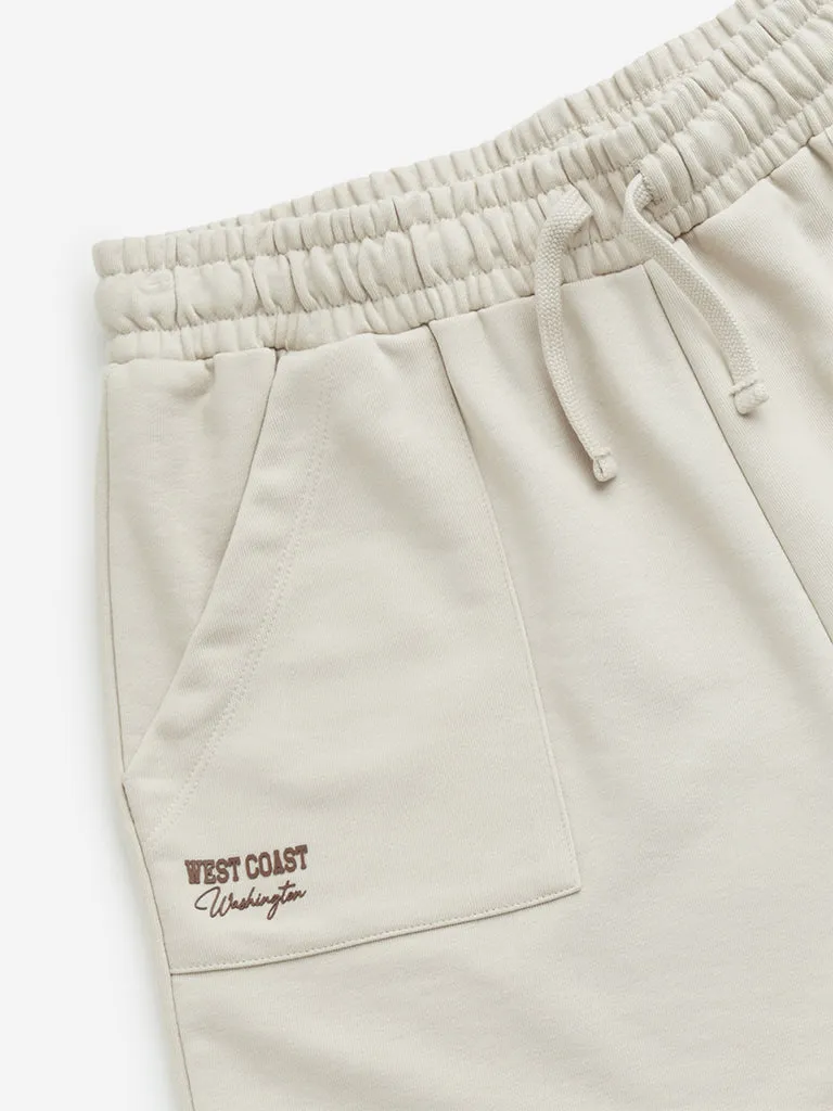 Y&F Kids Beige Mid Rise Cotton Shorts