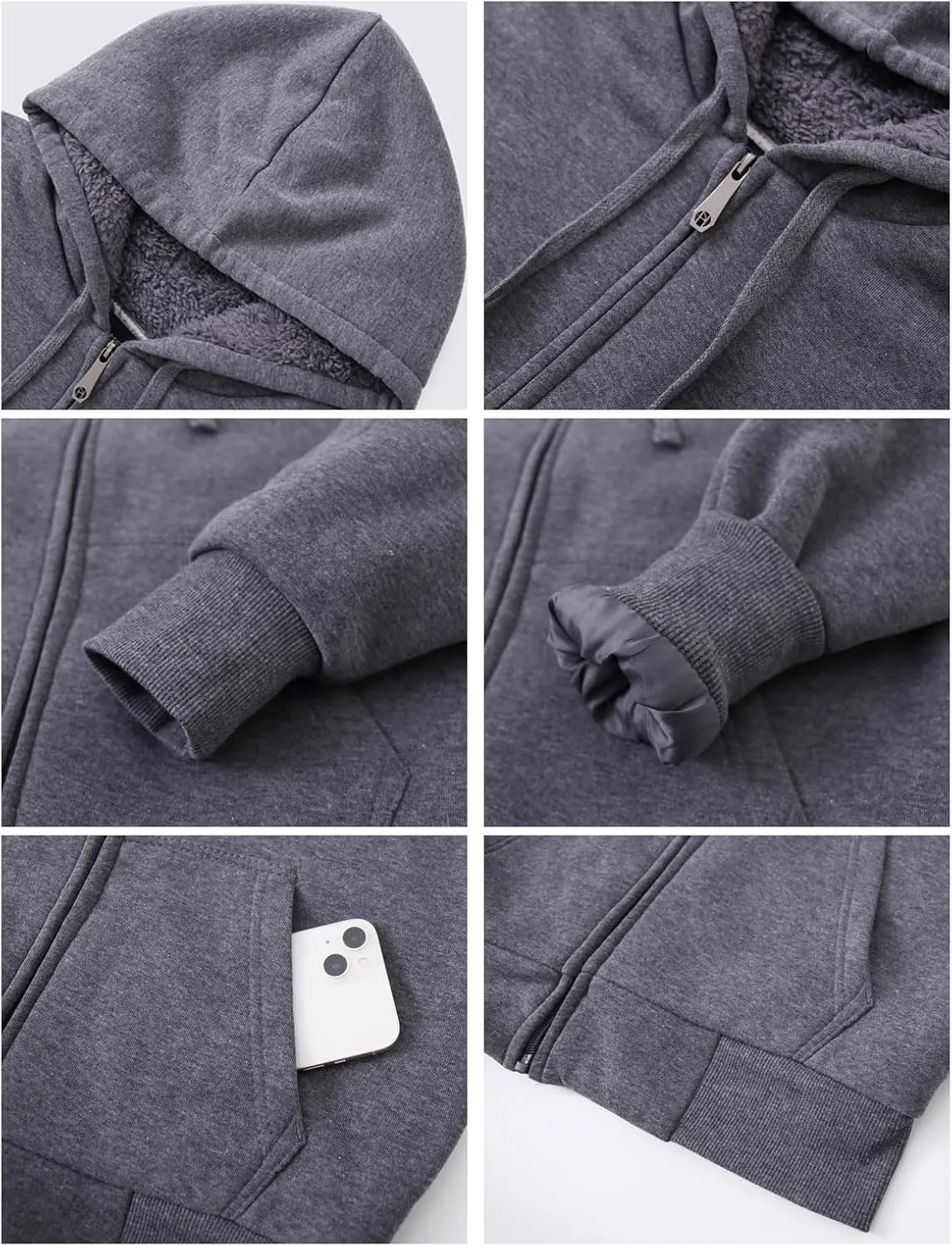 Yasumond Heavyweight Hoodie for Men Winter Fleece Lined Warm Jacket Full Zip Long Sleeve Outerwear