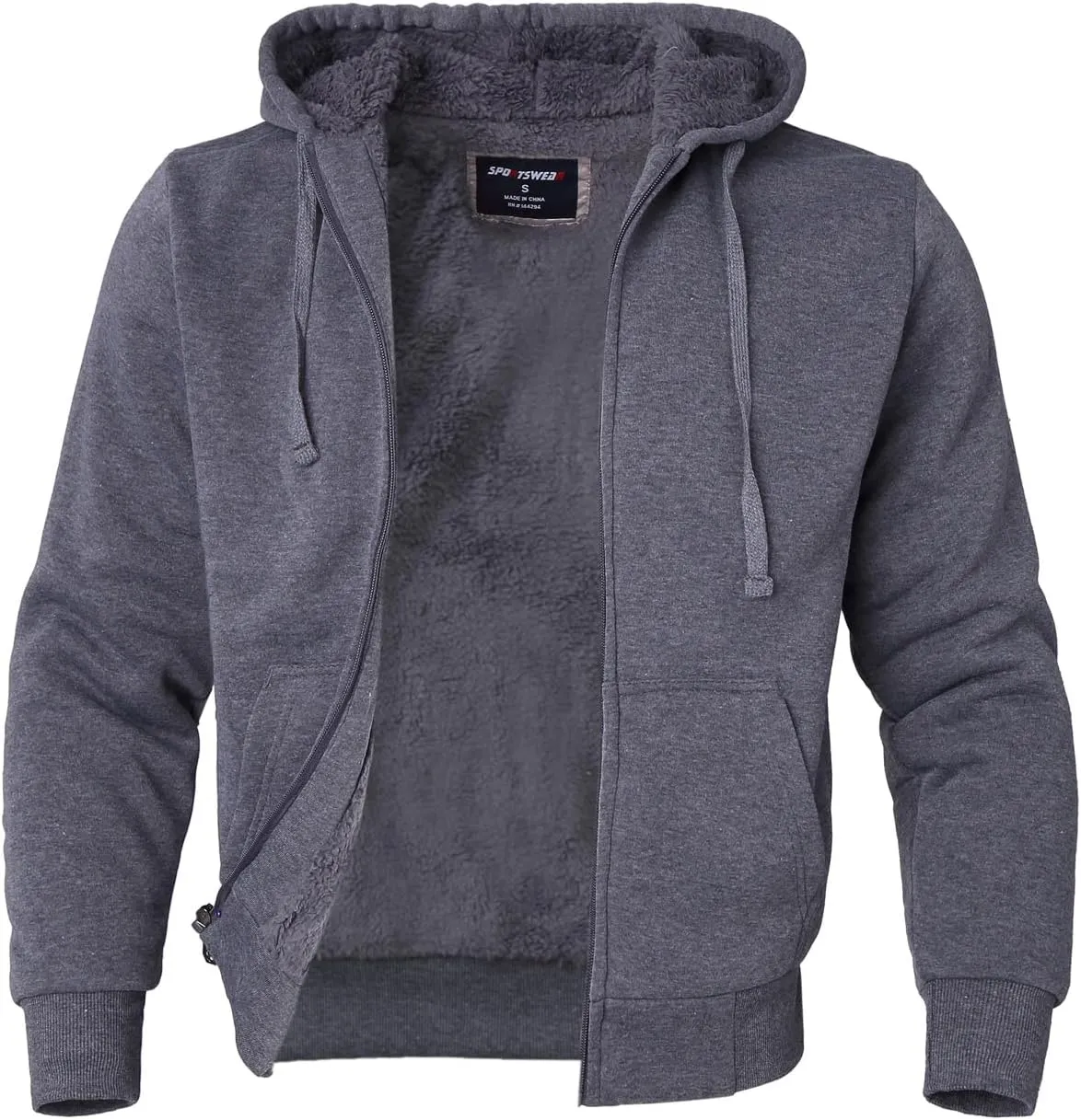 Yasumond Heavyweight Hoodie for Men Winter Fleece Lined Warm Jacket Full Zip Long Sleeve Outerwear