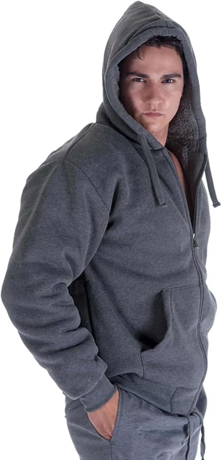 Yasumond Heavyweight Hoodie for Men Winter Fleece Lined Warm Jacket Full Zip Long Sleeve Outerwear