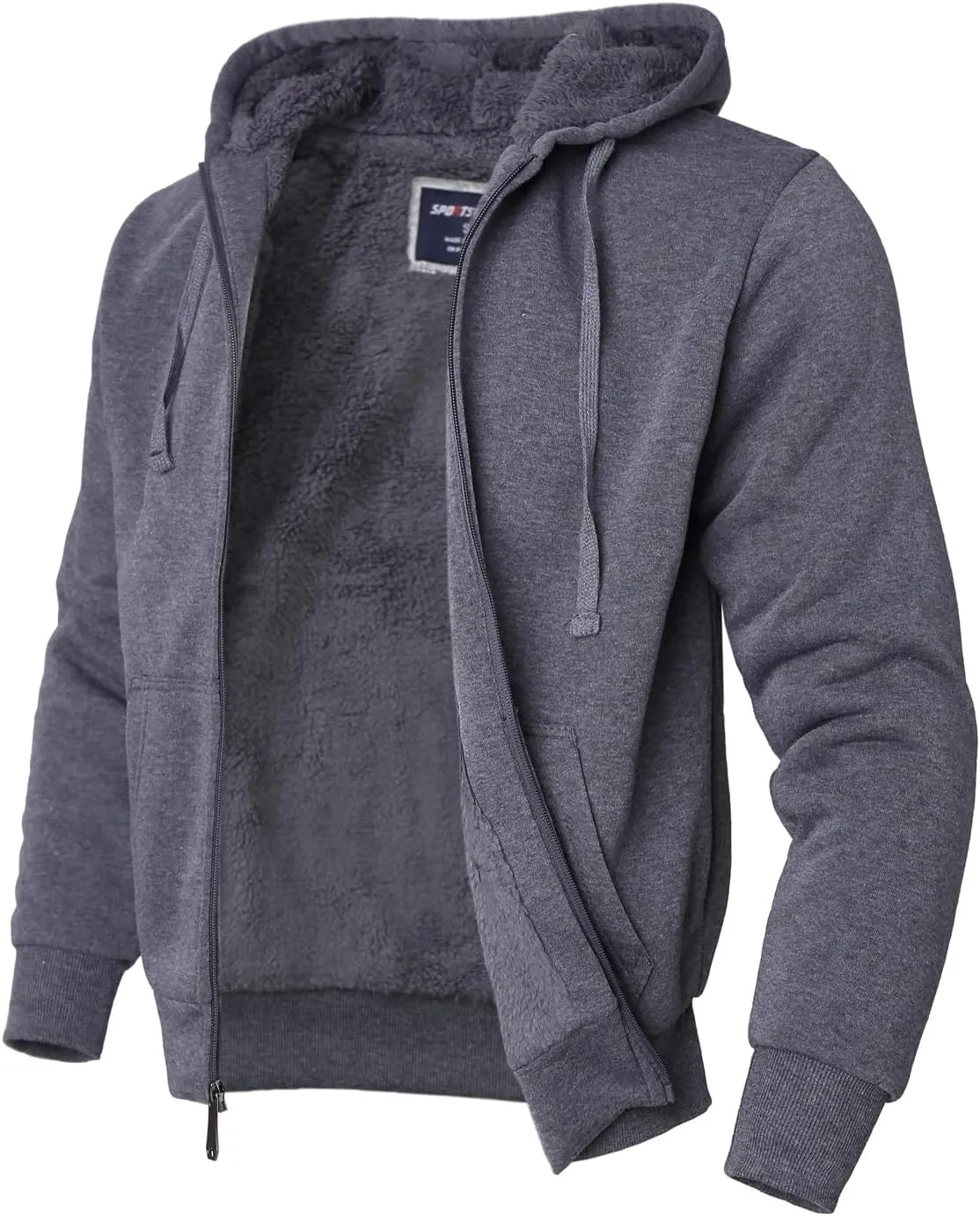 Yasumond Heavyweight Hoodie for Men Winter Fleece Lined Warm Jacket Full Zip Long Sleeve Outerwear