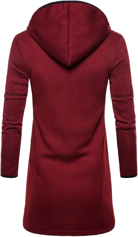 Ymosrh Winter Jackets for Men Fashion Mens Hooded Solid Trench Coat Jacket Cardigan Long Sleeve Outwear Blouse