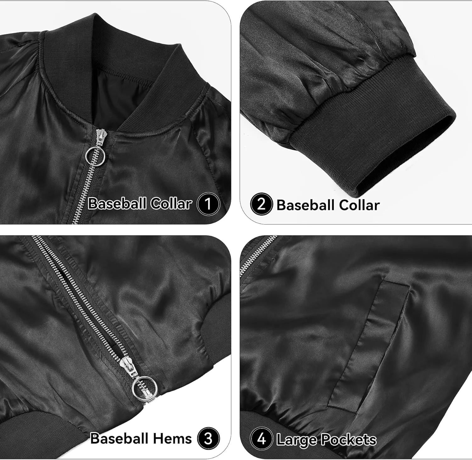 Zando Bomber Jacket Women Lightweight Cropped Jacket Zip Up Casual Striped Jacket Trendy Outerwear Windbreaker with Pockets