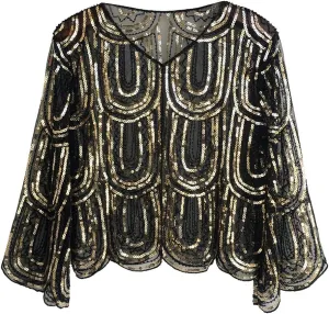 Zcargel Women Sequin Cloak Shawl 1920s Evening Cape Shawls for Evening Dresses Wedding Party