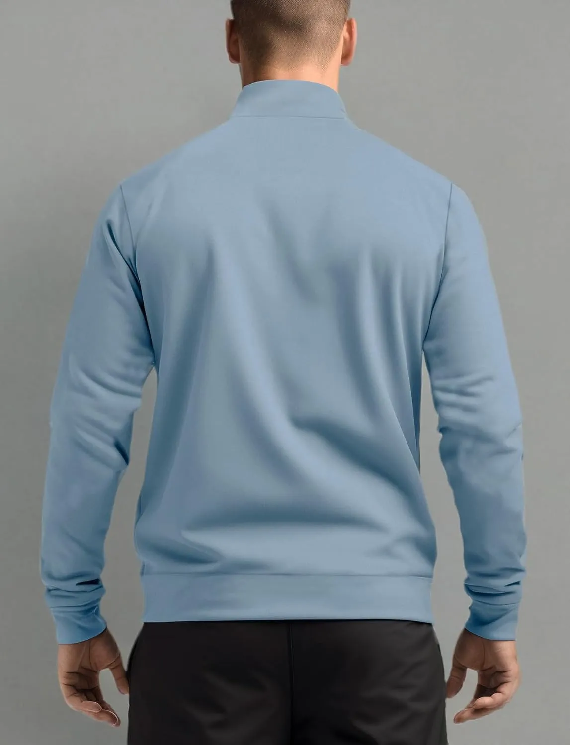 Zengjo Men's Track Jackets Full-Zip Athletic Jacket Sweatshirt Mock Neck with Zipper Pockets