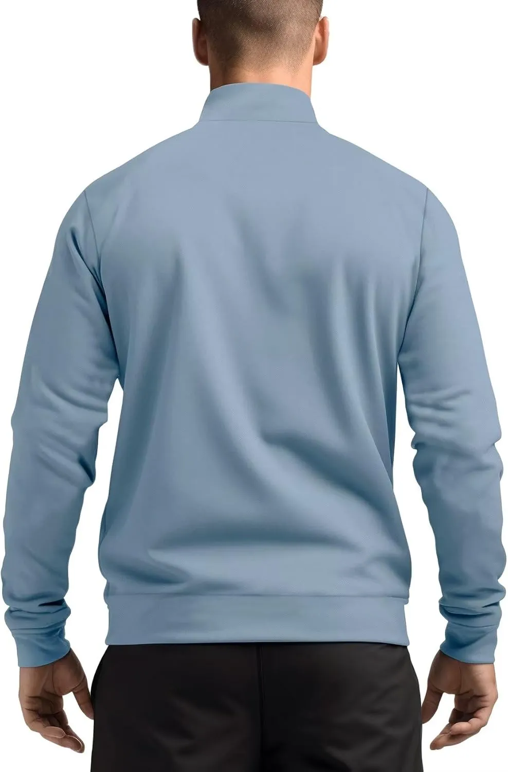 Zengjo Men's Track Jackets Full-Zip Athletic Jacket Sweatshirt Mock Neck with Zipper Pockets