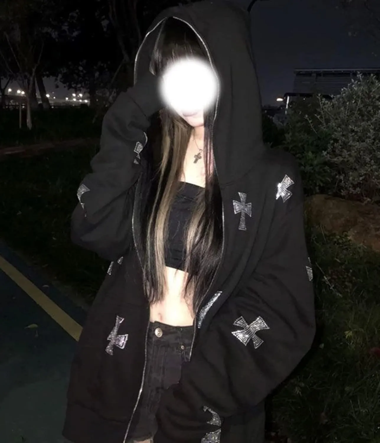 Zip Up Rhinestone Jacket for Men Women, Glitter Gothic Y2K Skeleton Head Hooded Sweatshirt